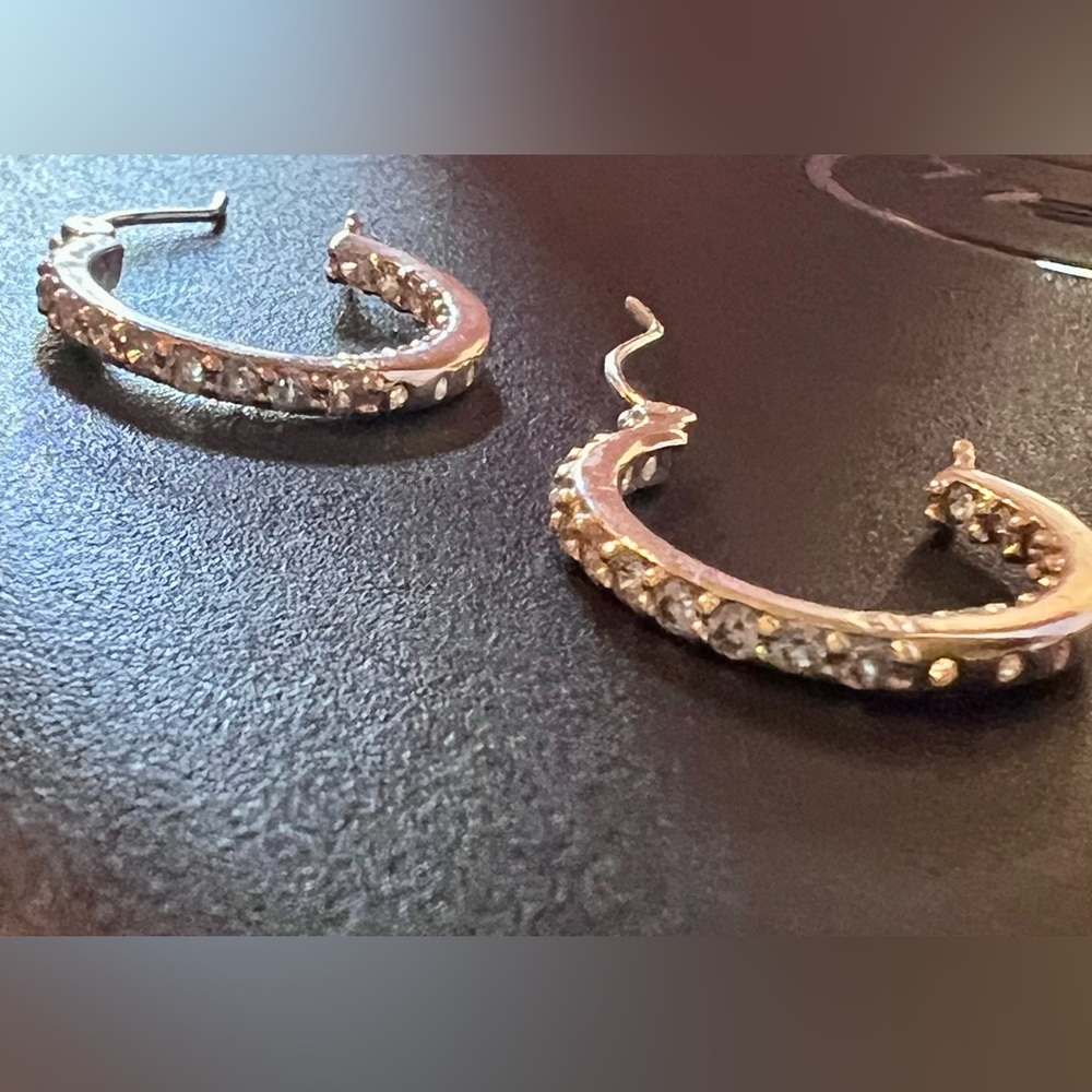 Silver and crystal loop earrings